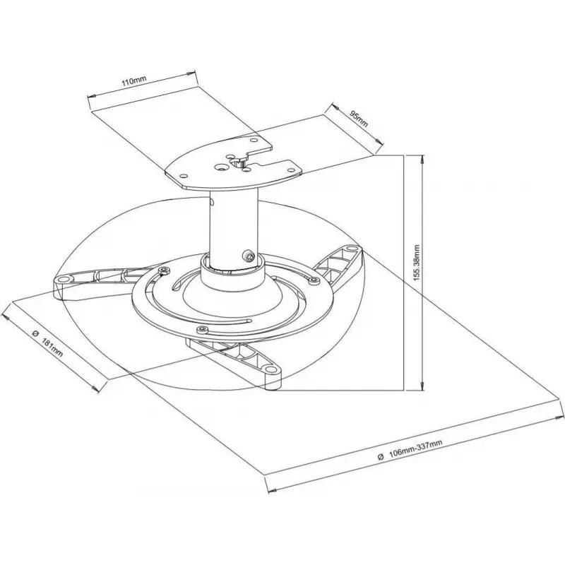 Vivolink VLMC101-H projektora stiprinājums griestiem balts