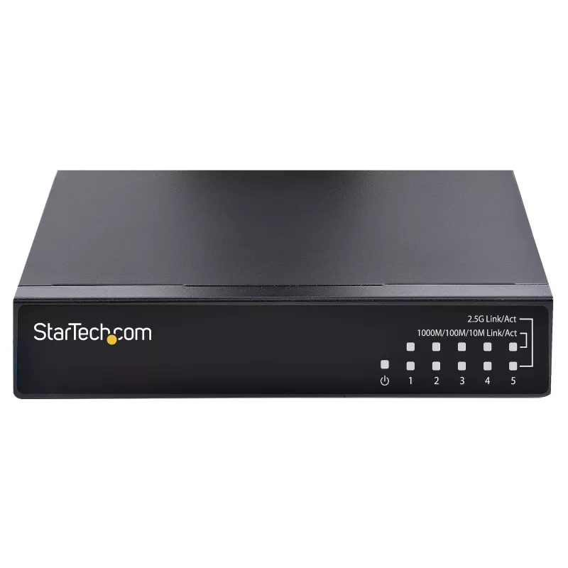 StarTech.com Nepārvaldīts 2.5G slēdzis – 5 portu gigabitu slēdzis – 2.5GBASE-T nepārvaldīts Ethernet slēdzis – Ethernet sadalītājs – DIN sliedes vai sienas stiprinājums – Multi-Gigabit – Auto-MDIX – 9K Jumbo