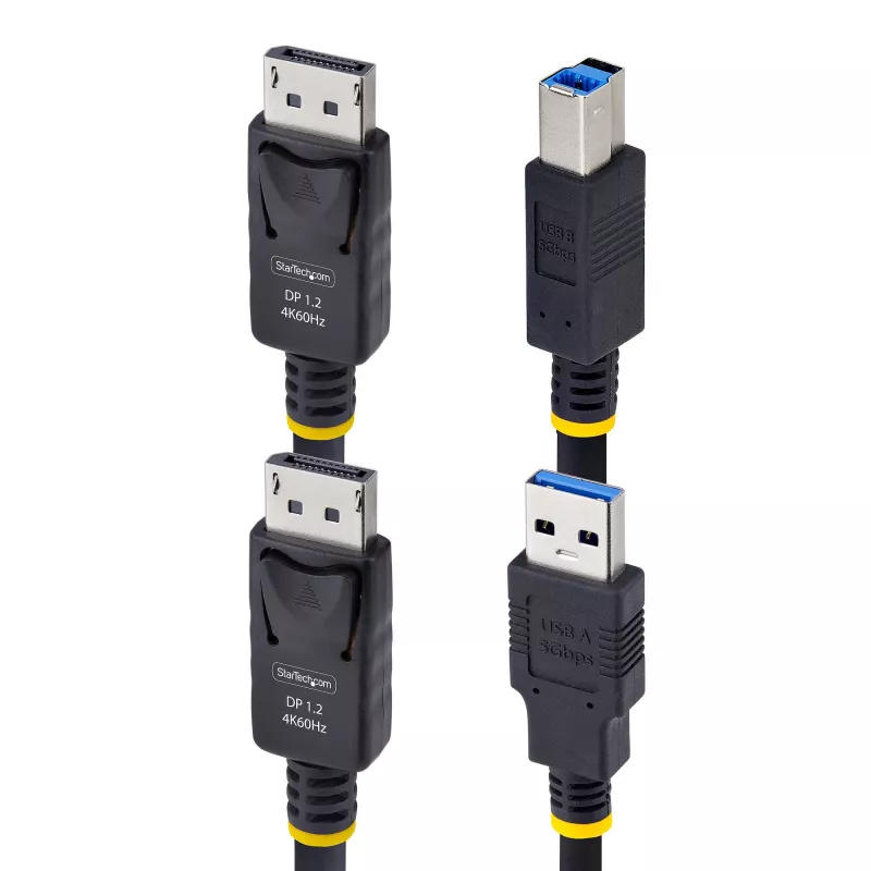StarTech.com 1,8 m (6 pēdas) DisplayPort un USB 5 Gbps KVM kabelis, 4K 60 Hz, universāli saderīgs DP 1.2/USB 3.0 kombinētais kabelis KVM slēdžiem