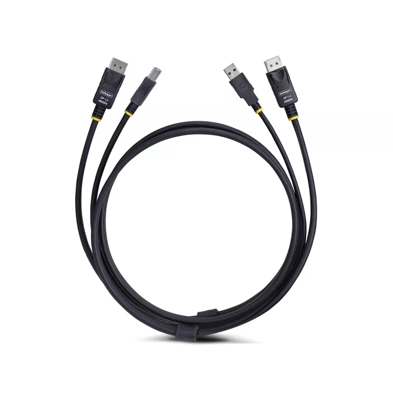 StarTech.com 1,8 m (6 pēdas) DisplayPort un USB 5 Gbps KVM kabelis, 4K 60 Hz, universāli saderīgs DP 1.2/USB 3.0 kombinētais kabelis KVM slēdžiem