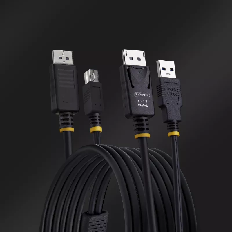 StarTech.com 1,8 m (6 pēdas) DisplayPort un USB 5 Gbps KVM kabelis, 4K 60 Hz, universāli saderīgs DP 1.2/USB 3.0 kombinētais kabelis KVM slēdžiem