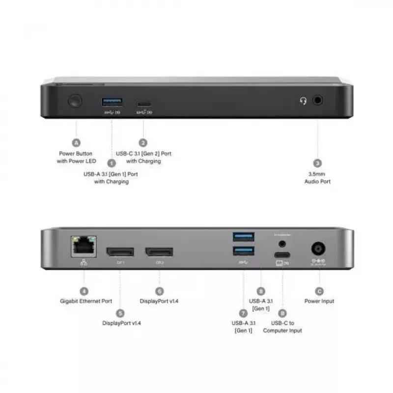 Dokstacija ALOGIC DUPRDX2-100 USB 3.2 Gen 1 Type-C 100W Ethernet 4K