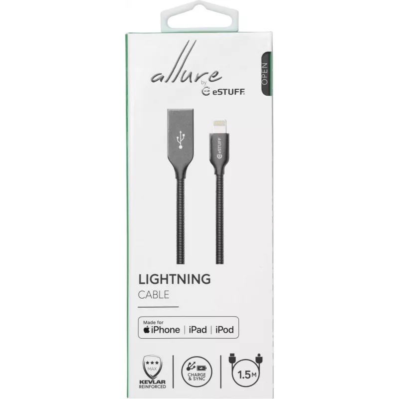eSTUFF ES601165 lightning kabelis 1,5 m pelēks