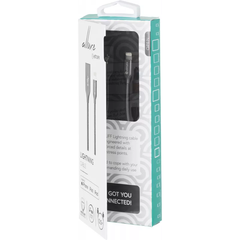 eSTUFF ES601165 lightning kabelis 1,5 m pelēks