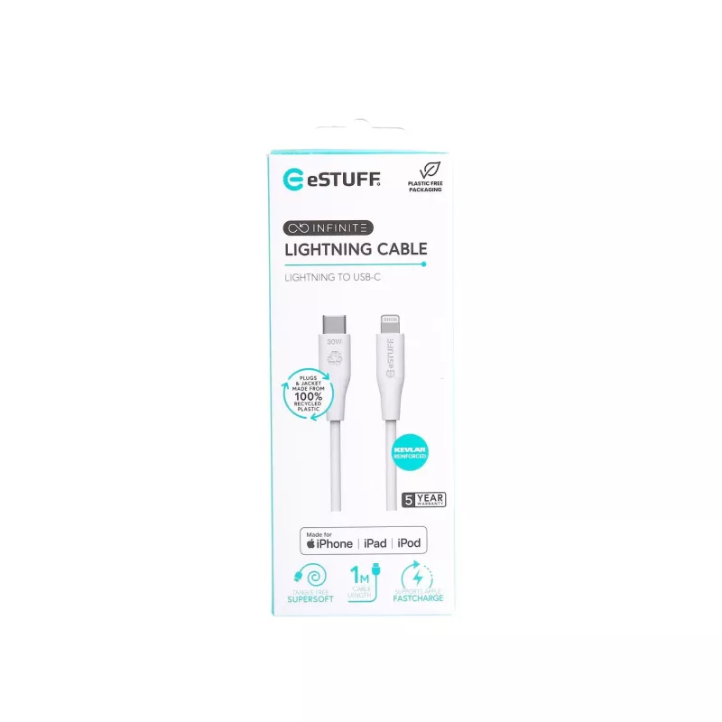 Lightning kabelis eSTUFF ES602170 1m USB C 2.4A 5V GRS sertificēts