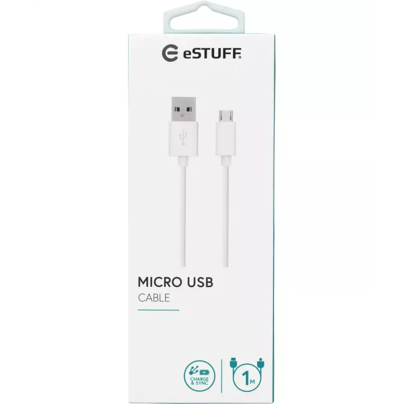 eSTUFF ES603007 USB kabelis USB 2.0 1 m USB A Micro-USB B Balts