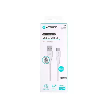 eSTUFF ES605270 USB kabelis USB 2.0 2 m USB C USB A Balts