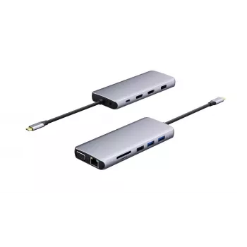 eSTUFF ES623009 saskarnes centrmezgls USB 3.2 Gen 1 (3.1 Gen 1) Type-C 5000 Mbit/s Pelēks