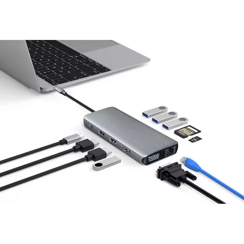 eSTUFF ES623009 saskarnes centrmezgls USB 3.2 Gen 1 (3.1 Gen 1) Type-C 5000 Mbit/s Pelēks