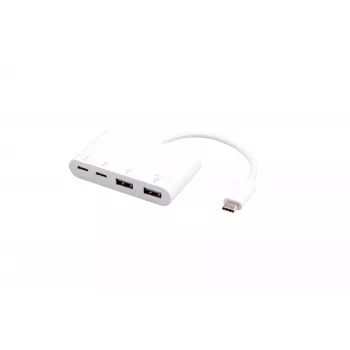 USB centrmezgls eSTUFF USB-C uz 2 x USB 3.0 un 2 x USB-C 3.1, 10000 Mbit/s, balts