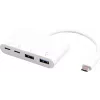 USB centrmezgls eSTUFF USB-C uz 2 x USB 3.0 un 2 x USB-C 3.1, 10000 Mbit/s, balts