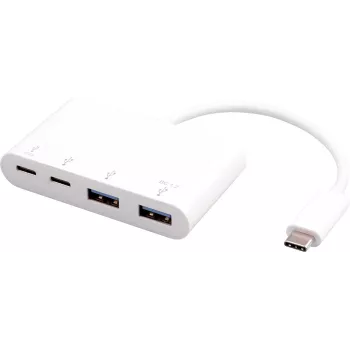USB centrmezgls eSTUFF USB-C uz 2 x USB 3.0 un 2 x USB-C 3.1, 10000 Mbit/s, balts
