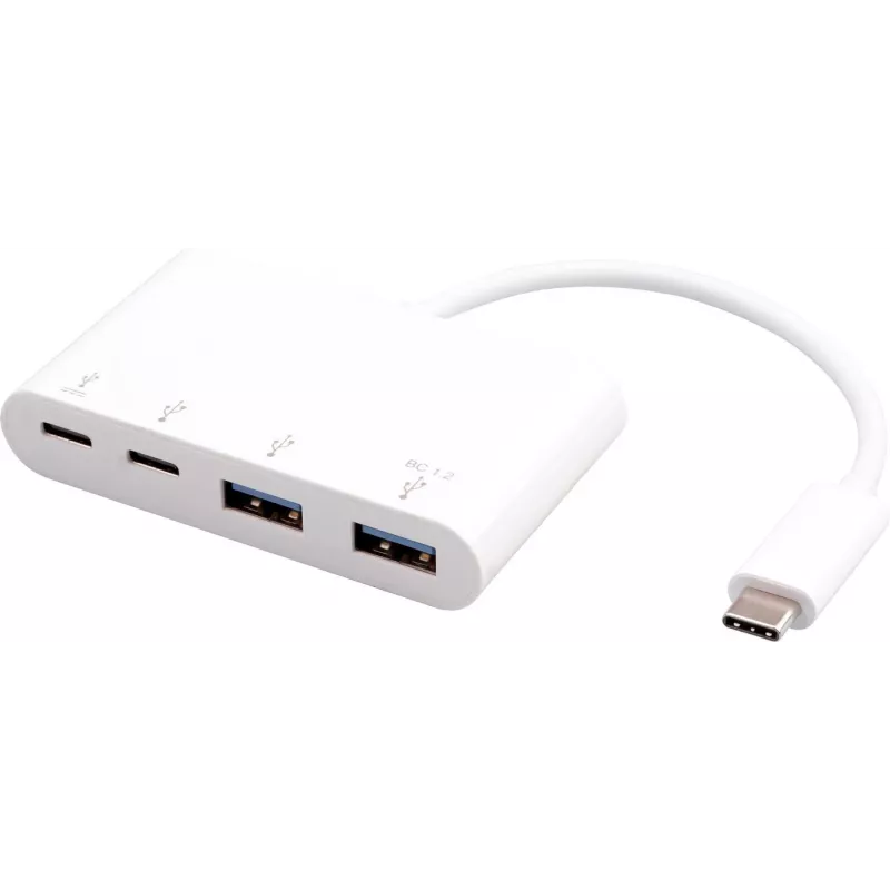USB centrmezgls eSTUFF USB-C uz 2 x USB 3.0 un 2 x USB-C 3.1, 10000 Mbit/s, balts
