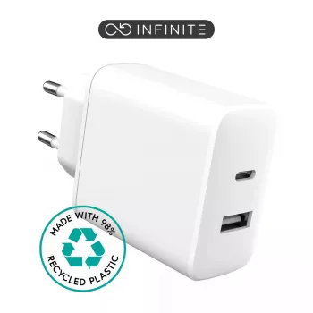 eSTUFF ES637031 USB lādētājs mobilajām ierīcēm Viedtālrunis Balts Maiņstrāva Ātrā uzlāde Iekštelpām