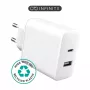 eSTUFF ES637031 USB lādētājs mobilajām ierīcēm Viedtālrunis Balts Maiņstrāva Ātrā uzlāde Iekštelpām