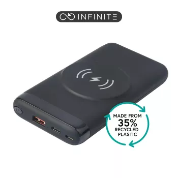eSTUFF ES641042 ārējais akumulators Litija polimēru (LiPo) 10000 mAh Bezvadu uzlāde Melna