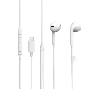 eSTUFF ievietojamās austiņas Apple ierīcēm, vadu, zvani/mūzika, 90 g, austiņas, balta