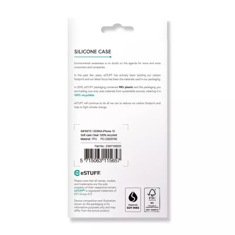 eSTUFF ES67100025 mobilā tālruņa maciņš 15,5 cm (6,1 collas) vāciņš caurspīdīgs