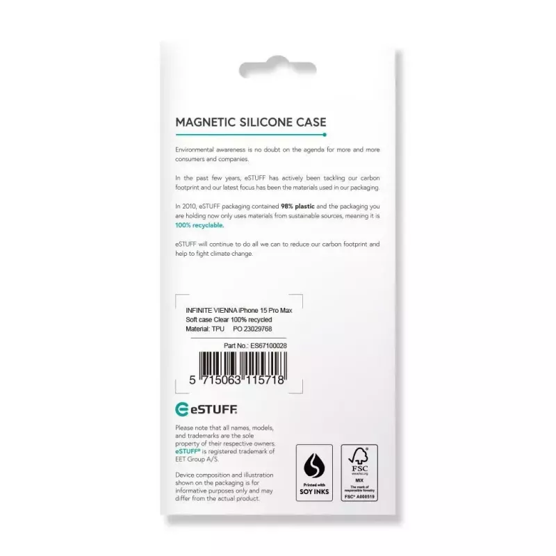 eSTUFF ES67100028 mobilā tālruņa maciņš 17 cm (6.7 collas) Vāciņš Caurspīdīgs