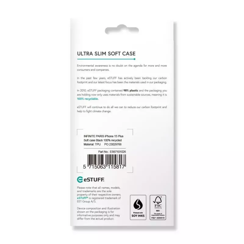 eSTUFF ES67101026 viedtālruņa vāciņš 17 cm (6.7 collu) Vāks Melns
