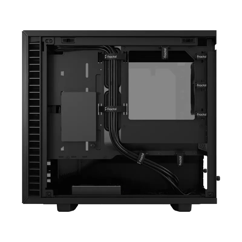 PC korpuss Fractal Design Define 7 Nano Melns — Mini-ITX/Mini-DTX, ATX barošanas bloks, rūdītais stikls, 205×399×361 mm