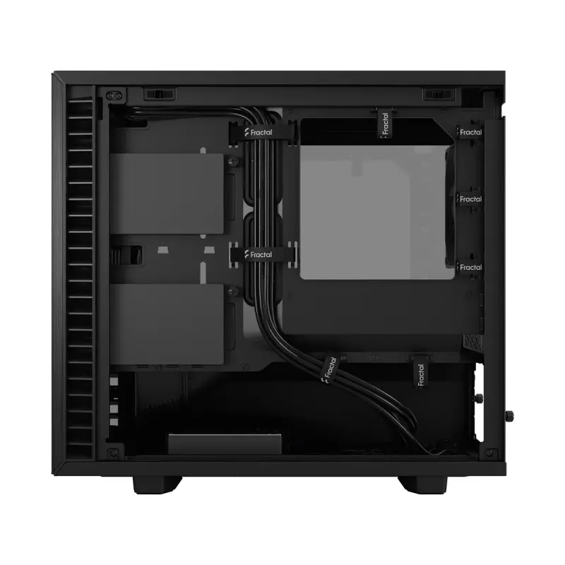 PC korpuss Fractal Design Define 7 Nano Melns — Mini-ITX/Mini-DTX, ATX barošanas bloks, rūdītais stikls, 205×399×361 mm