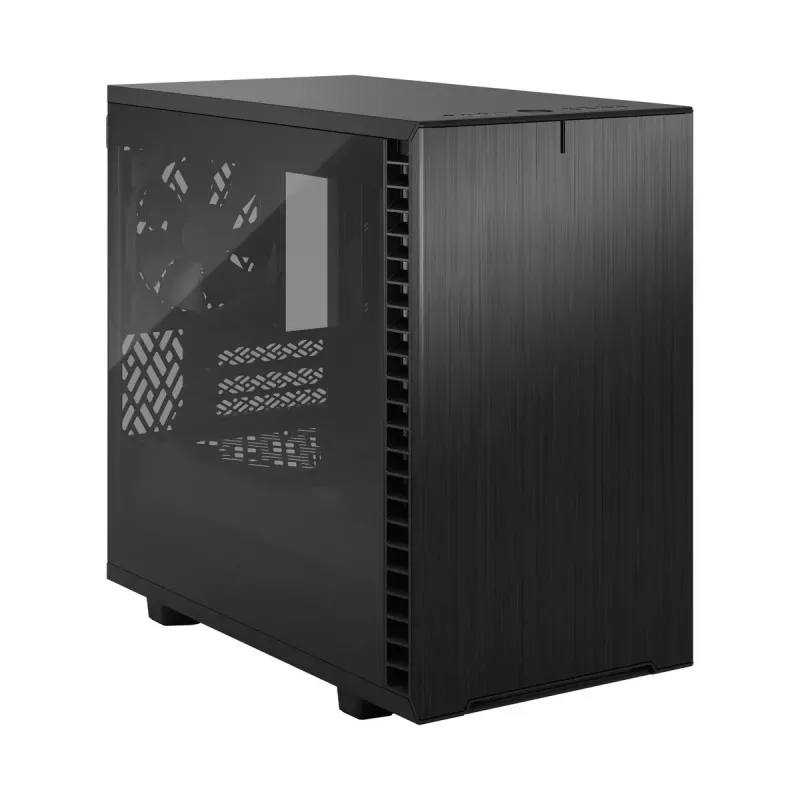 PC korpuss Fractal Design Define 7 Nano Melns — Mini-ITX/Mini-DTX, ATX barošanas bloks, rūdītais stikls, 205×399×361 mm