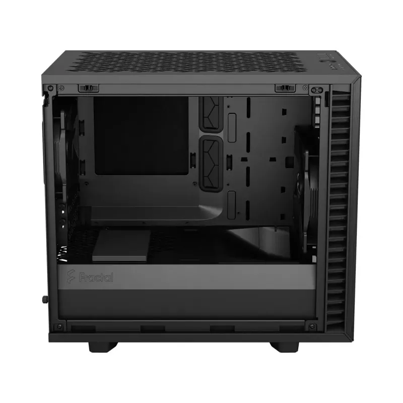 PC korpuss Fractal Design Define 7 Nano Melns — Mini-ITX/Mini-DTX, ATX barošanas bloks, rūdītais stikls, 205×399×361 mm