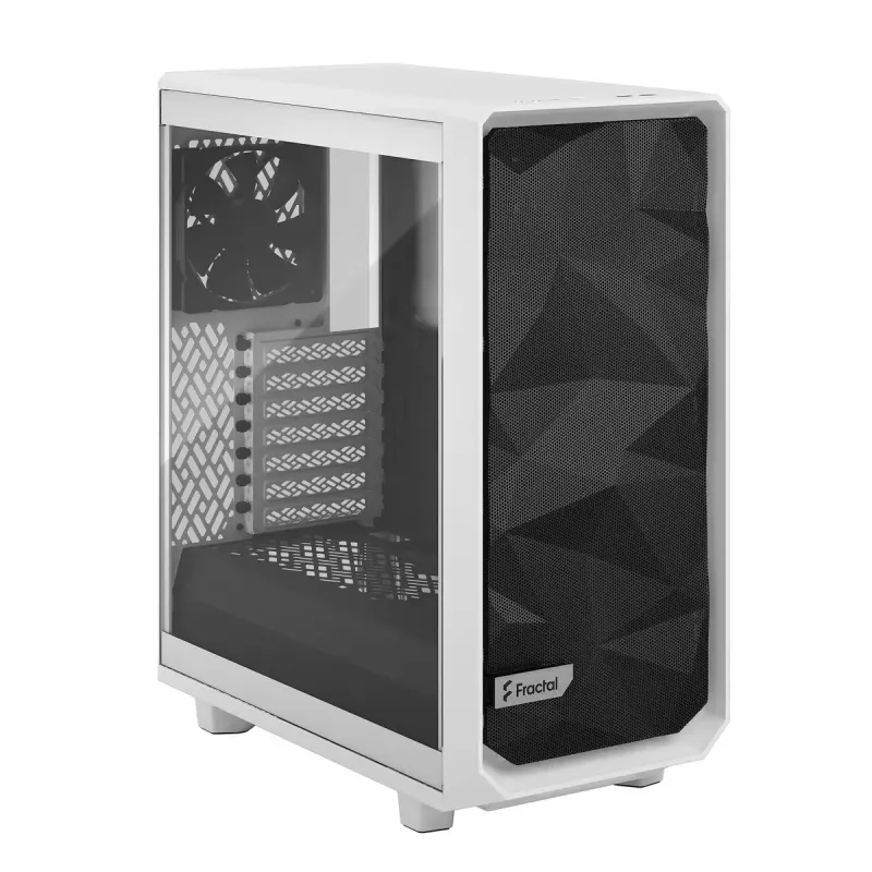 PC torņa korpuss Fractal Design Meshify 2 Compact — balts, atbalsta ATX barošanas bloku, 2x140mm priekšā, 1x120mm aizmugurē, 2,5 collu/3,5 collu diskdziņi, 210×424×475 mm