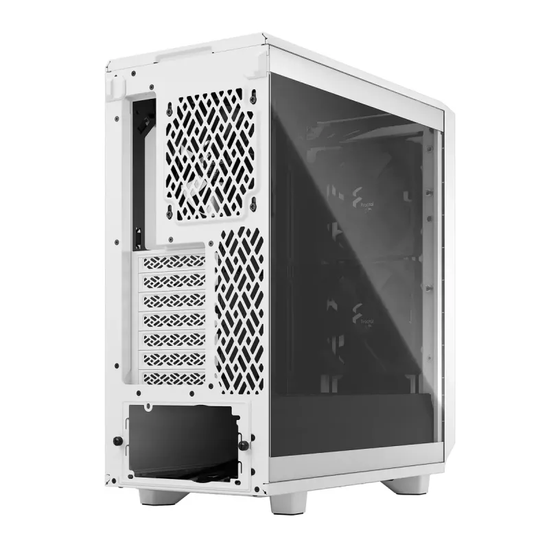 PC torņa korpuss Fractal Design Meshify 2 Compact — balts, atbalsta ATX barošanas bloku, 2x140mm priekšā, 1x120mm aizmugurē, 2,5 collu/3,5 collu diskdziņi, 210×424×475 mm