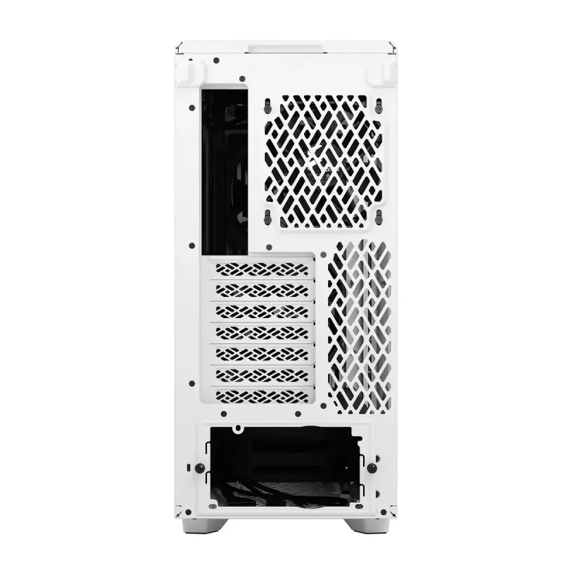 PC torņa korpuss Fractal Design Meshify 2 Compact — balts, atbalsta ATX barošanas bloku, 2x140mm priekšā, 1x120mm aizmugurē, 2,5 collu/3,5 collu diskdziņi, 210×424×475 mm