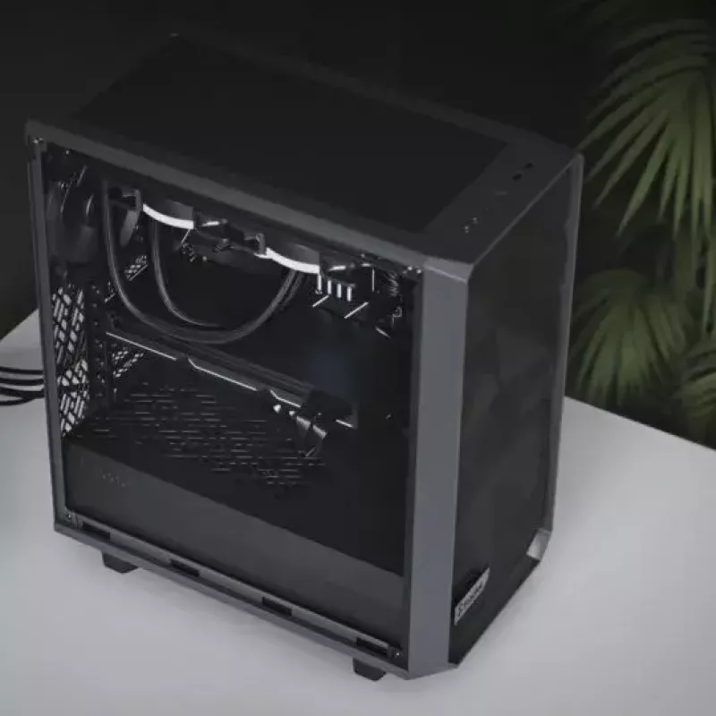 PC torņa korpuss Fractal Design Meshify 2 Compact — balts, atbalsta ATX barošanas bloku, 2x140mm priekšā, 1x120mm aizmugurē, 2,5 collu/3,5 collu diskdziņi, 210×424×475 mm