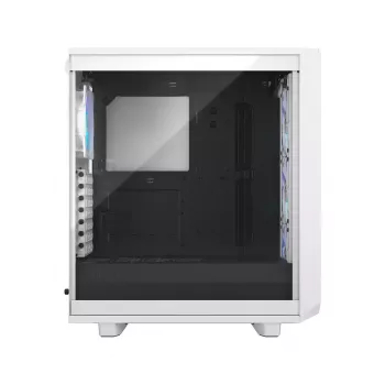 PC korpuss Fractal Design Meshify 2 Compact RGB balta — ATX/microATX/Mini-ITX, atbalsta 3x120 mm priekšā + 1x120 mm aizmugurē, 2,5 collas/3,5 collas diskdziņi