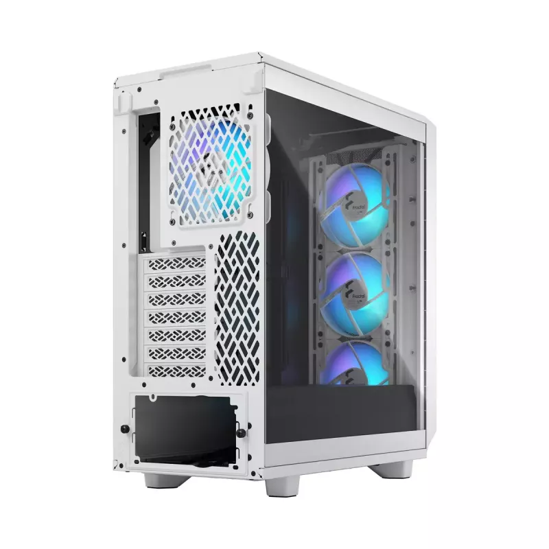 PC korpuss Fractal Design Meshify 2 Compact RGB balta — ATX/microATX/Mini-ITX, atbalsta 3x120 mm priekšā + 1x120 mm aizmugurē, 2,5 collas/3,5 collas diskdziņi