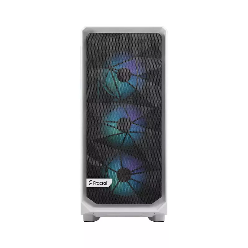 PC korpuss Fractal Design Meshify 2 Compact RGB balta — ATX/microATX/Mini-ITX, atbalsta 3x120 mm priekšā + 1x120 mm aizmugurē, 2,5 collas/3,5 collas diskdziņi
