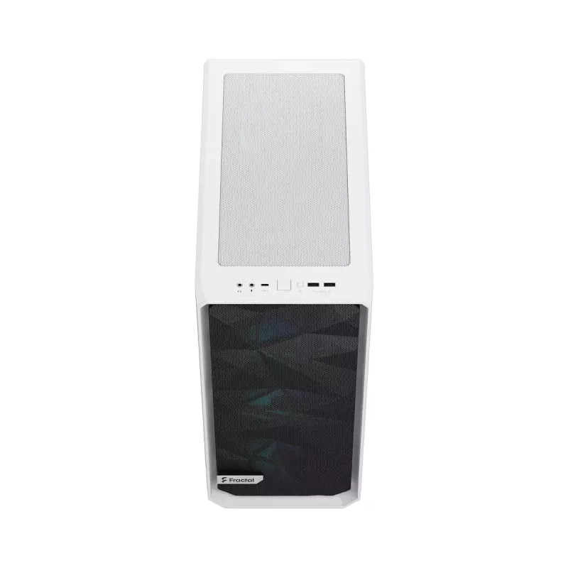 PC korpuss Fractal Design Meshify 2 Compact RGB balta — ATX/microATX/Mini-ITX, atbalsta 3x120 mm priekšā + 1x120 mm aizmugurē, 2,5 collas/3,5 collas diskdziņi