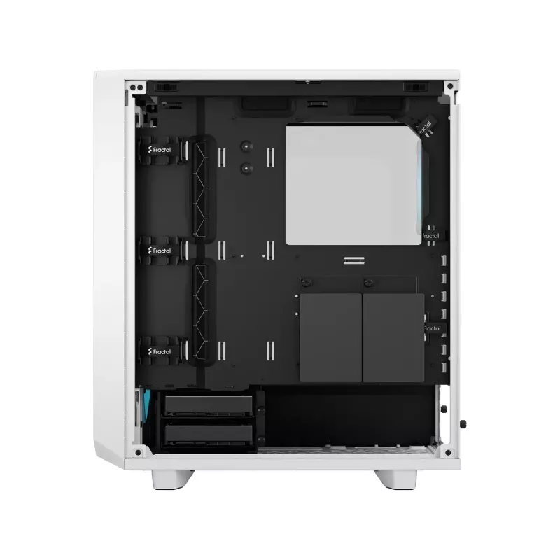 PC korpuss Fractal Design Meshify 2 Compact RGB balta — ATX/microATX/Mini-ITX, atbalsta 3x120 mm priekšā + 1x120 mm aizmugurē, 2,5 collas/3,5 collas diskdziņi
