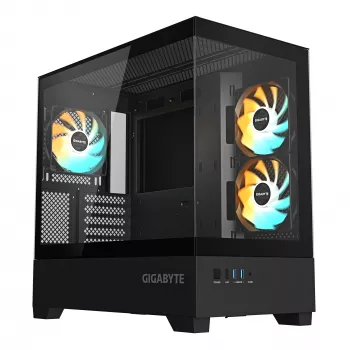 GIGABYTE C201 PANORAMIC datora korpuss - Midi Tower, m-ATX, 360mm radiatora atbalsts, 3 iepriekš uzstādīti ventilatori, USB 3.0, RGB Fusion atbalsts