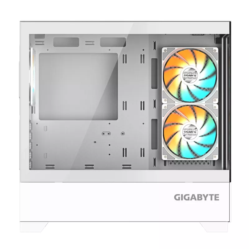 GIGABYTE C201 PANORAMIC ICE PC korpuss - Midi Tower, m-ATX, 360mm radiatoru atbalsts, 3 iepriekš uzstādīti ventilatori, USB 3.0, atbalsta RGB Fusion