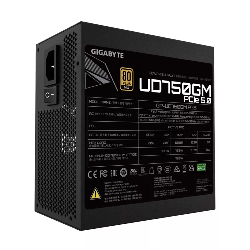 GIGABYTE UD750GM PG5 barošanas bloks 750 W 20+4 pin ATX ATX melns