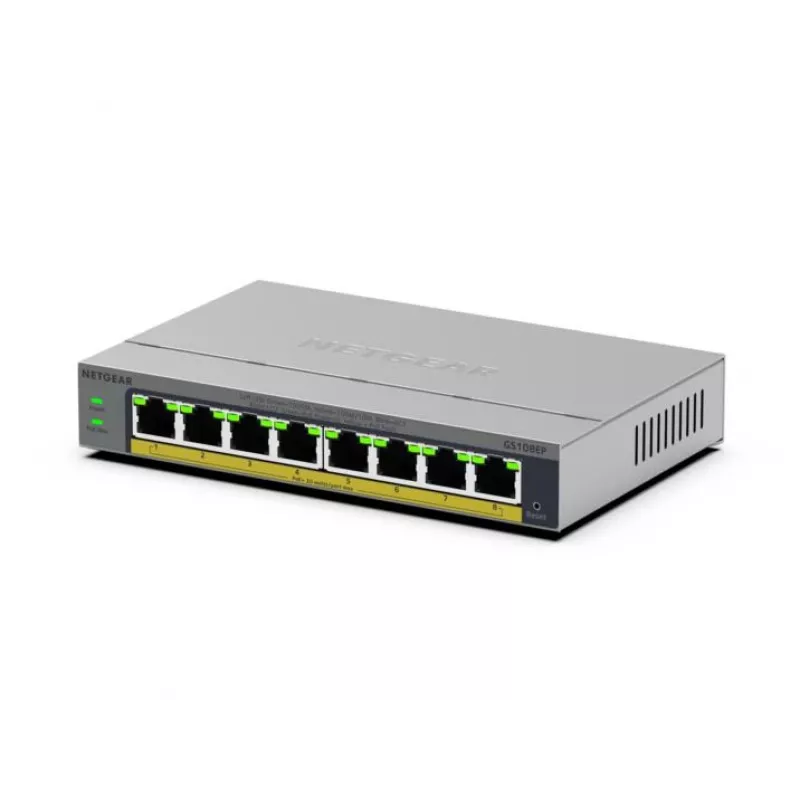 NETGEAR GS108EP pārvaldāms L2/L3 Gigabit Ethernet (10/100/1000) pelēks