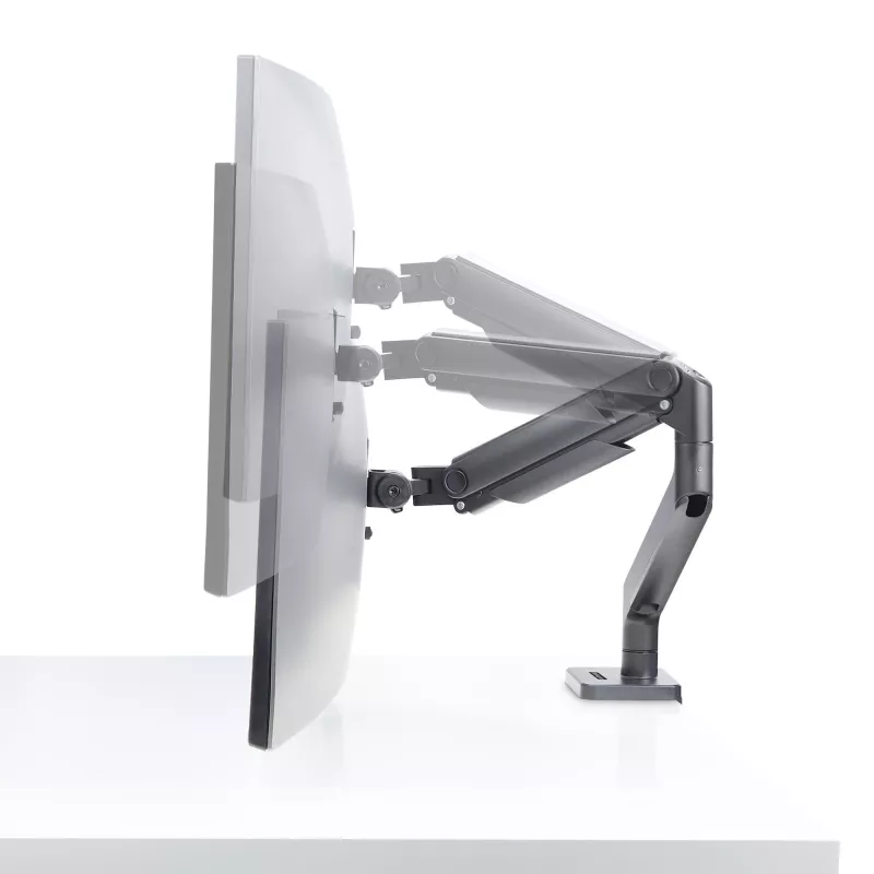 StarTech.com Monitora galda stiprinājums līdz 49 collu 32:9 īpaši platam izliektam ekrānam, mehāniska atsperes svira, C-skava/caurums, bezinstrumentu regulēšana, maks. 44 mārciņas/20 kg