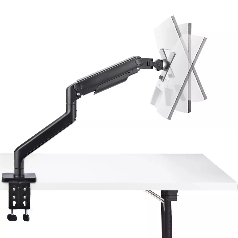 StarTech.com Monitora galda stiprinājums līdz 49 collu 32:9 īpaši platam izliektam ekrānam, mehāniska atsperes svira, C-skava/caurums, bezinstrumentu regulēšana, maks. 44 mārciņas/20 kg
