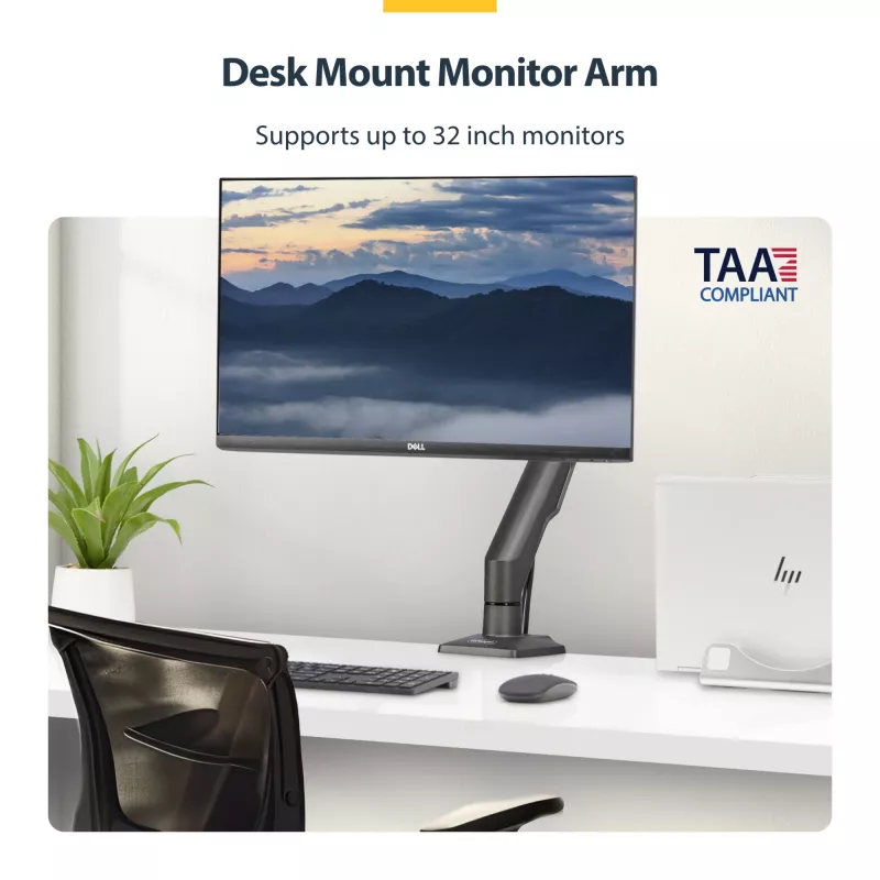 StarTech.com galda stiprinājuma monitora svira, līdz 32 collu displejam, maks. 22 mārciņas/10 kg, VESA 75x75/100x100, C-skava, pilnībā kustīga, mehāniska atspere, atbilst TAA