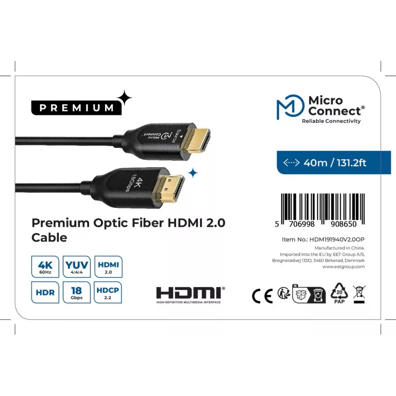 Microconnect Premium optiskais HDMI kabelis 40 m