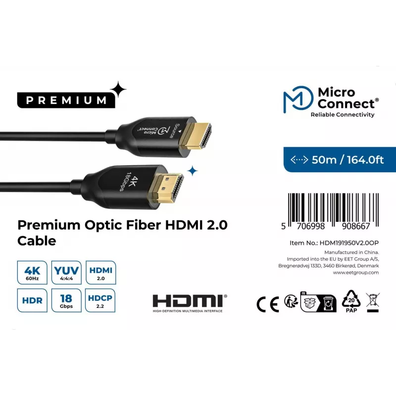 Microconnect Premium optiskais HDMI kabelis 50 m