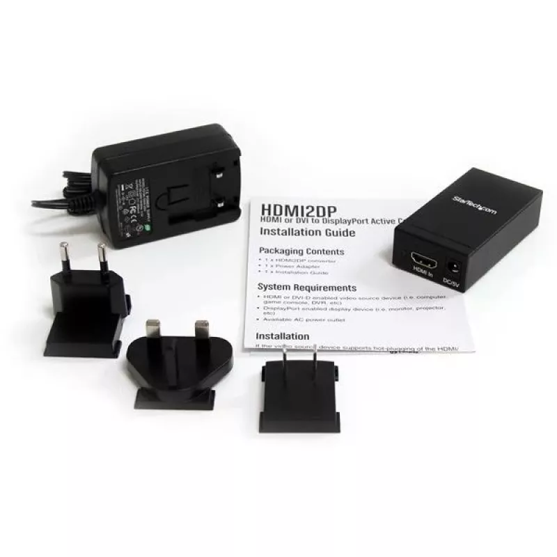 StarTech.com HDMI vai DVI uz DisplayPort aktīvais pārveidotājs, Aktīvais video pārveidotājs, Barošana, Melns, Tērauds, CE, FCC, RoHS, 1920 x 1200 pikseļi