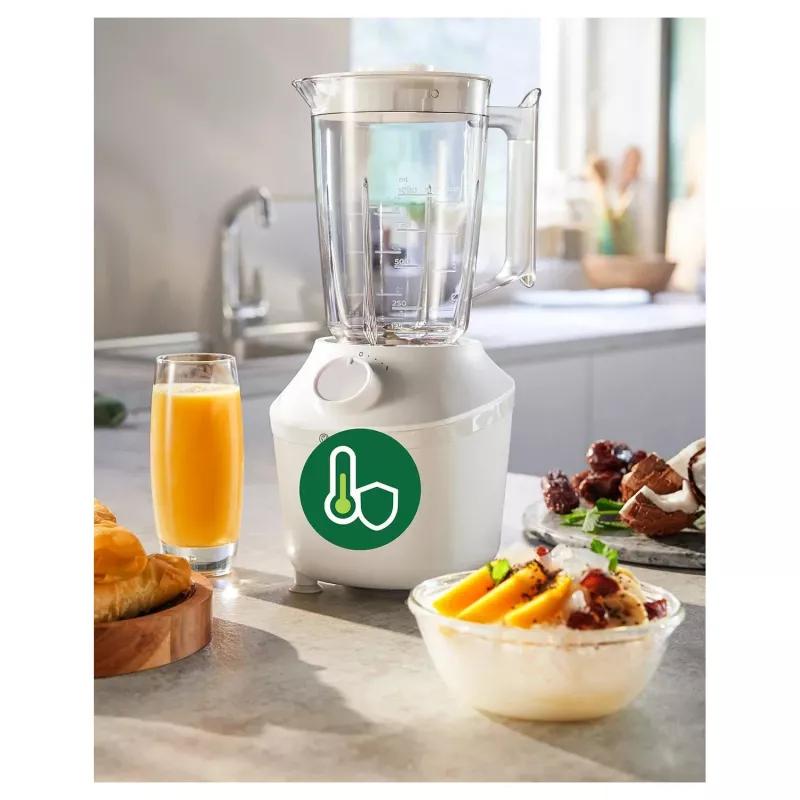 Galda blenderis Philips HR2041/00 — 450 W, 1,9 L plastmasas trauks, nerūsējošā tērauda asmeņi, balts