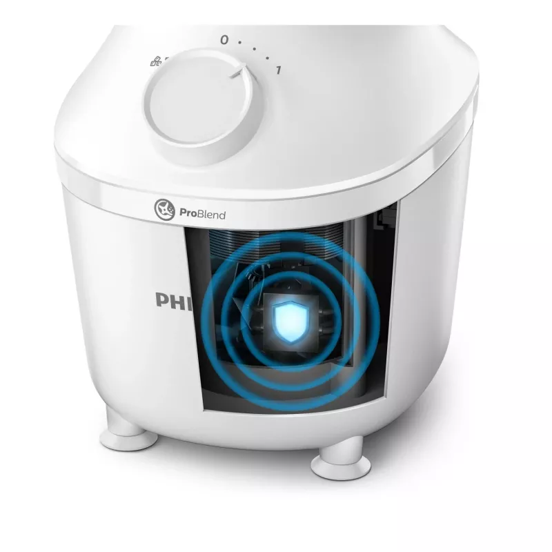 Galda blenderis Philips HR2041/00 — 450 W, 1,9 L plastmasas trauks, nerūsējošā tērauda asmeņi, balts