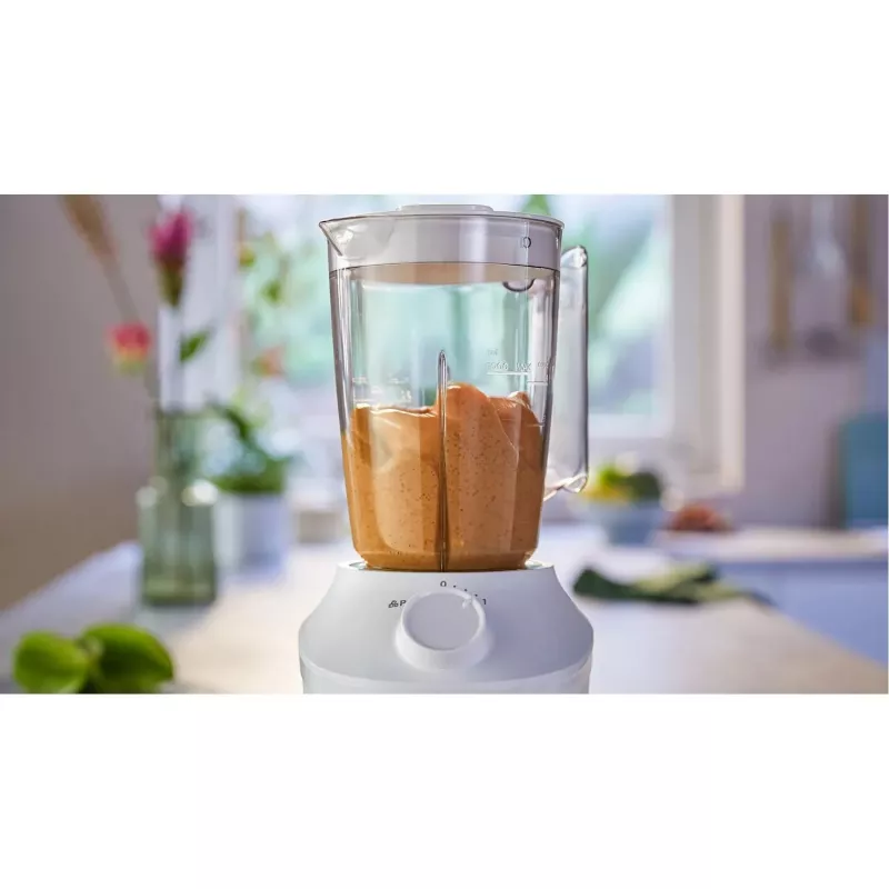 Galda blenderis Philips HR2041/00 — 450 W, 1,9 L plastmasas trauks, nerūsējošā tērauda asmeņi, balts
